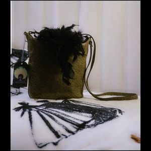 🚨CLEARANCE🚨Green Ostrich Leather Fancy Tote